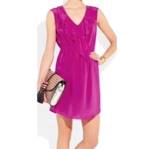 Rebecca Taylor Sleeveless Ruffle 100% Silk Dress Pink